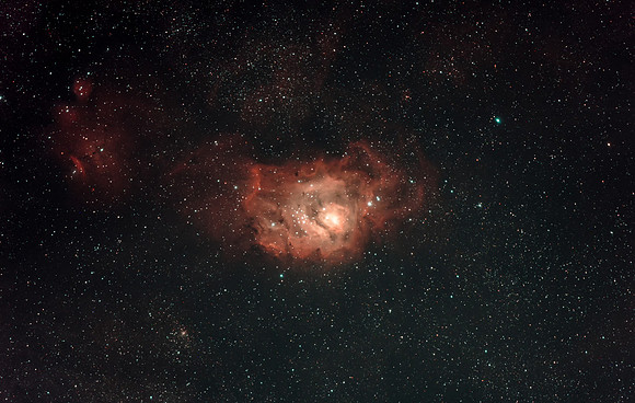 M8 Lagoon nebula 300mm F4 L-enhance ASI294MC 1x300s B1