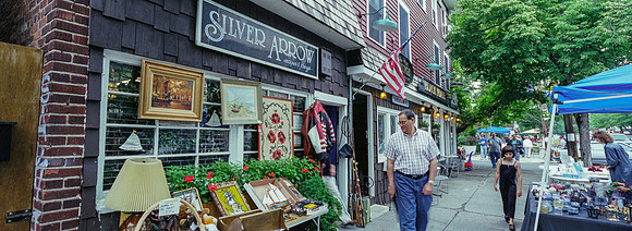 Antique Shop with the Babe Walking by